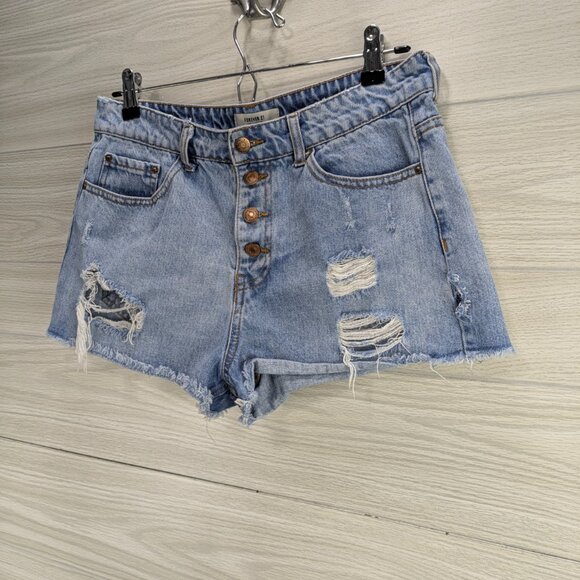 F21 High Rise Button Front Jean Shorts - Picture 6 of 6